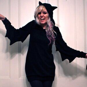 Women's Black Bat Knit Dress, Halloween Costume